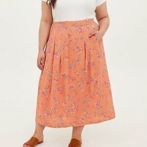 EUC Women’s Sag Harbor Peach Floral Midi Maxi Skirt Size 2X